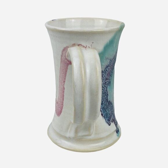Vintage Signed Studio Art Pottery Tall Large Mug Handmade Artisan Jazz Design AL - Picture 5 of 8